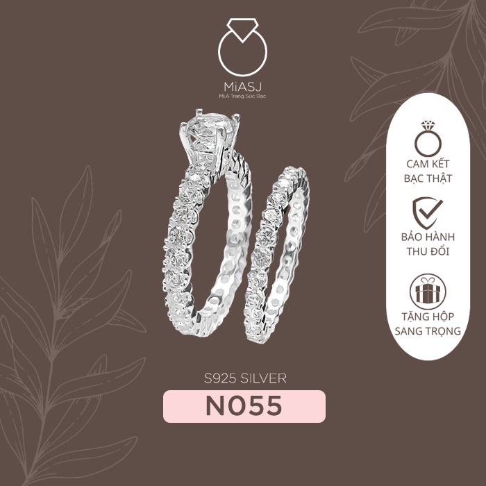 Nhẫn nữ cặp Bạc Ý S925 cao cấp hột mỹ nhân tạo Mã N055 | Mi.A Trang sức bạc