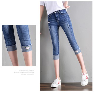 Quần jean lửng thêu hoa LS_QL008