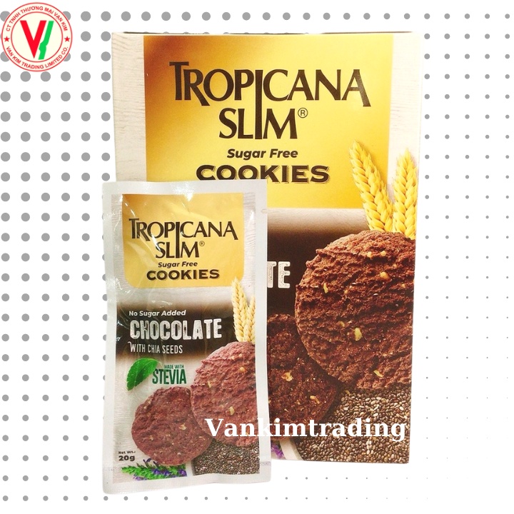 Combo 6 hộp bánh quy ĂN KIÊNG Tropicana Slim Socola 200g (10 x 20g)- Thích hợp cho người ĂN KIÊNG, người bệnh TIỂU ĐƯỜNG