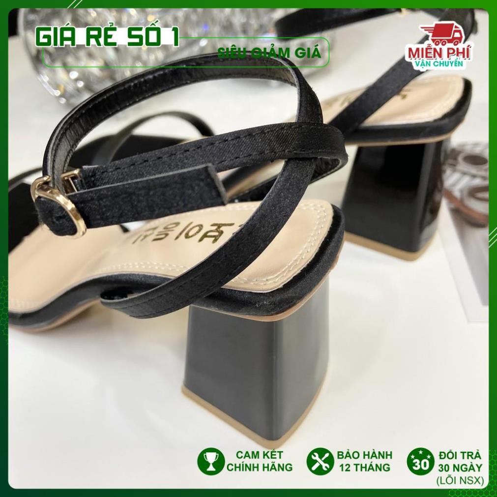 GIÀY SANDAL NỮ QUAI MẢNH CAO GÓT, ĐẾ VUÔNG CAO 6P QUAI MẢNH BỌC SATIN SÁNG CHÂN-DA506 .