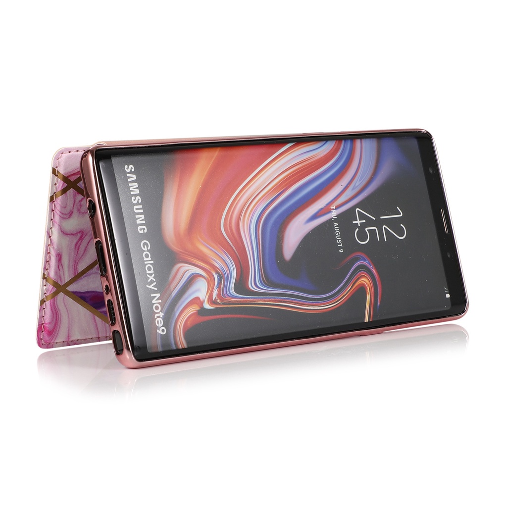 Bao da điện thoại PU nắp lật vân đá cẩm thạch có ngăn thẻ cho Samsung Galaxy S10 S9 S8 Plus S10+ S9+ S8+ S10E Note 9 8