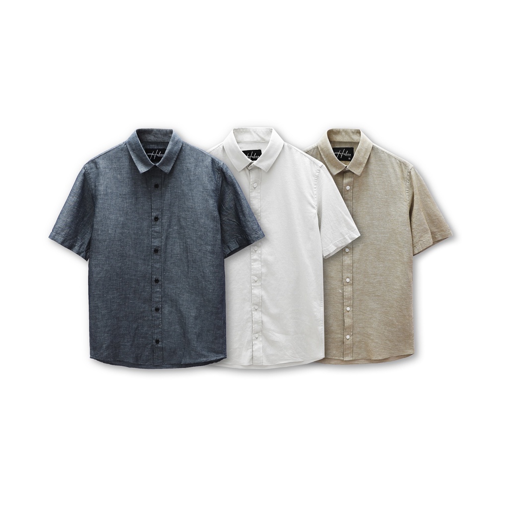 Sơ mi nam ngắn tay HEBOZ cao cấp, form slimfit, vải linen thoáng mát hạn chế nhăn 3 màu - 00001088