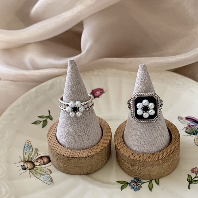 Nhẫn hở đính ngọc trai sang trọng cổ điển cao cấp cho nữ