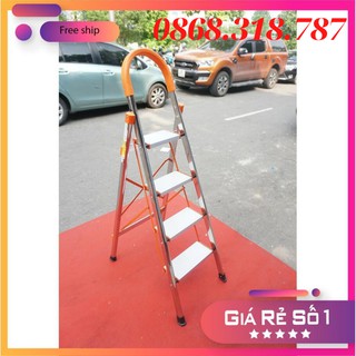 Thang nhôm ghế 4 bậc inox - bh 2 năm