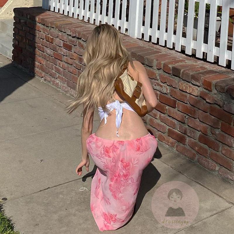 Chân Váy Hoa Lưng Thấp Dáng Rộng Thời Trang Mùa Hè Cho Nữ