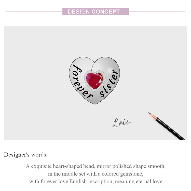 Hạt Trang Sức Bamoer SCC1835 Bạc Sterling 925 In Chữ Forever Love Sáng Tạo Bắt Mắt Cho Nữ