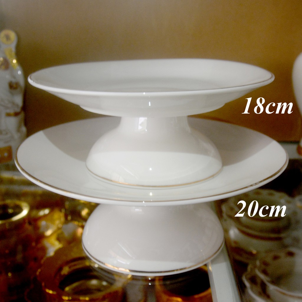Dĩa trái cây thờ cúng bàn thờ gốm sứ trắng