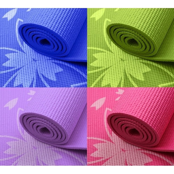 Thảm Yoga hoa văn 6mm kèm túi đựng
