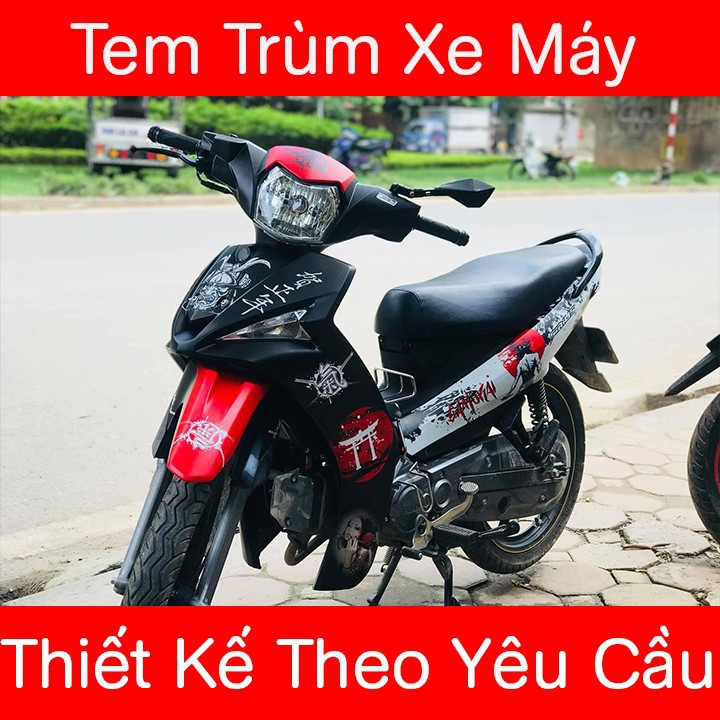 Tem trùm Sirius samurai đỏ đen Fi, độ team decal xe máy si spark rẻ đẹp