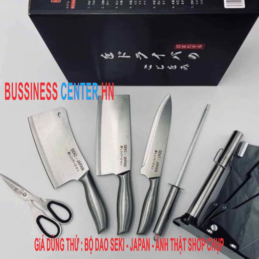 Bộ Dao nhà bếp Nhật Bản Inox Liền Cán 5 Món Cao Cấp - Tặng kèm giá đỡ Dao