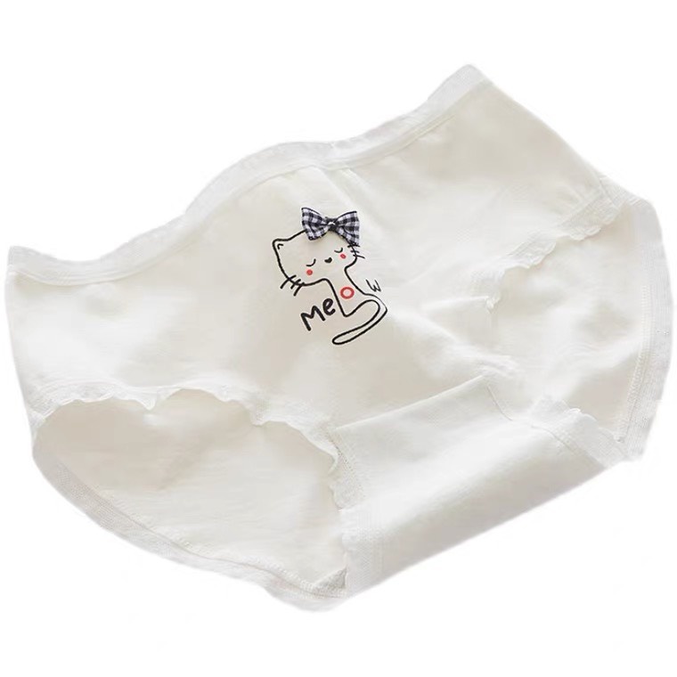 Quần lót nữ cotton phối hình mèo cute dễ thương kháng khuẩn QL0133