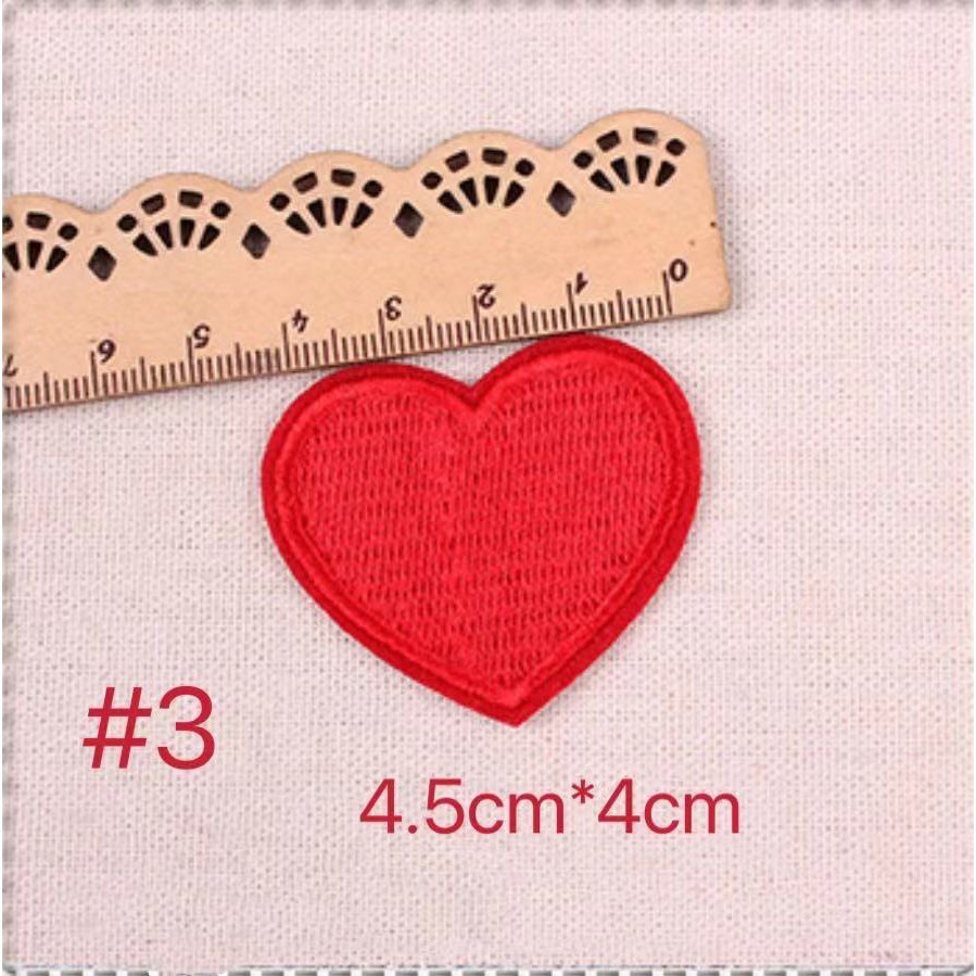 Đen Miếng Dán Ủi Thêu Hình Trái Tim Đỏ