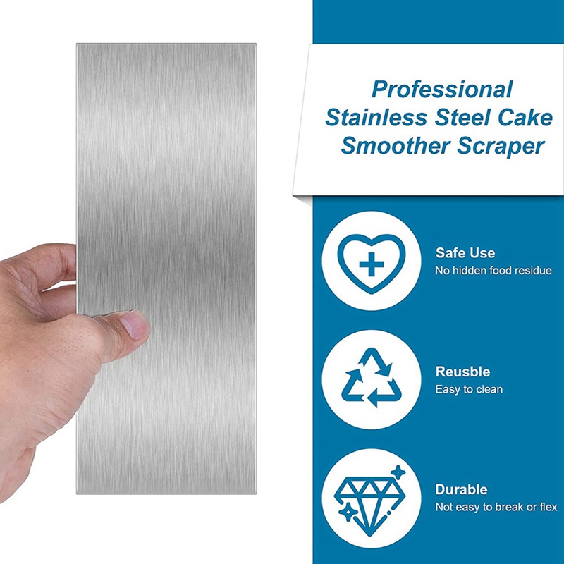 Dụng Cụ Làm Phẳng Mặt Bánh Kem 10 Inch Cạnh Lớn Bằng Thép Không Gỉ