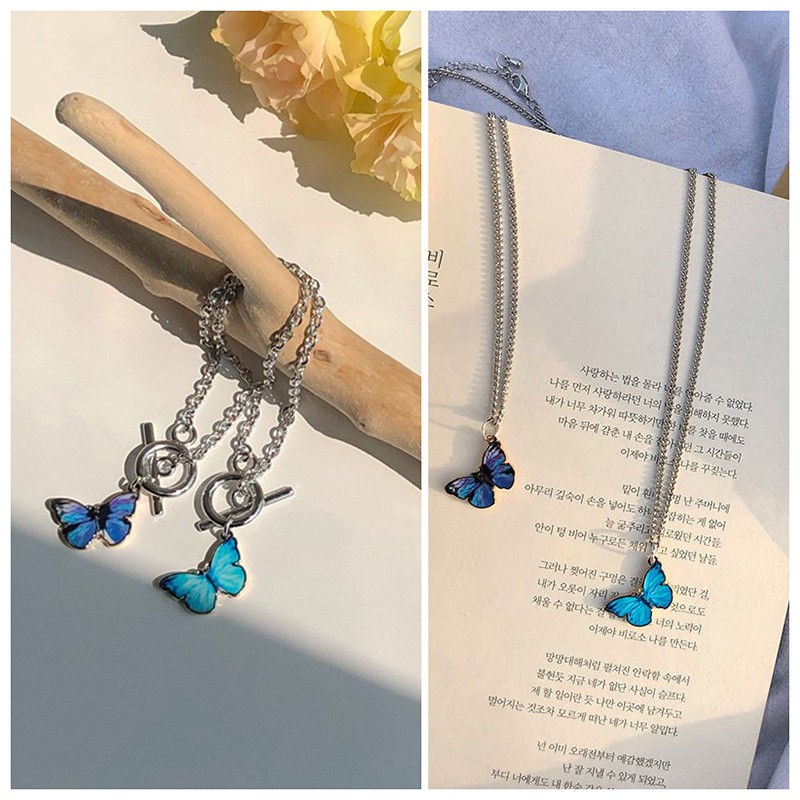 Trang sức hợp kim phối mặt bướm đính đá dễ thương BUTTERFLY