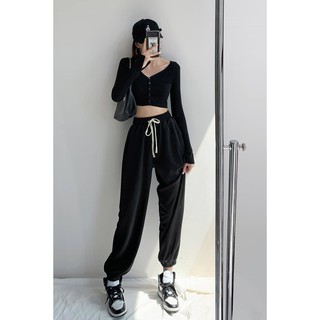 Set bộ áo dài tay quần bo gấu cá tính năng động trẻ trung (áo crt) (mẫu mới) [Hermano Fashion]