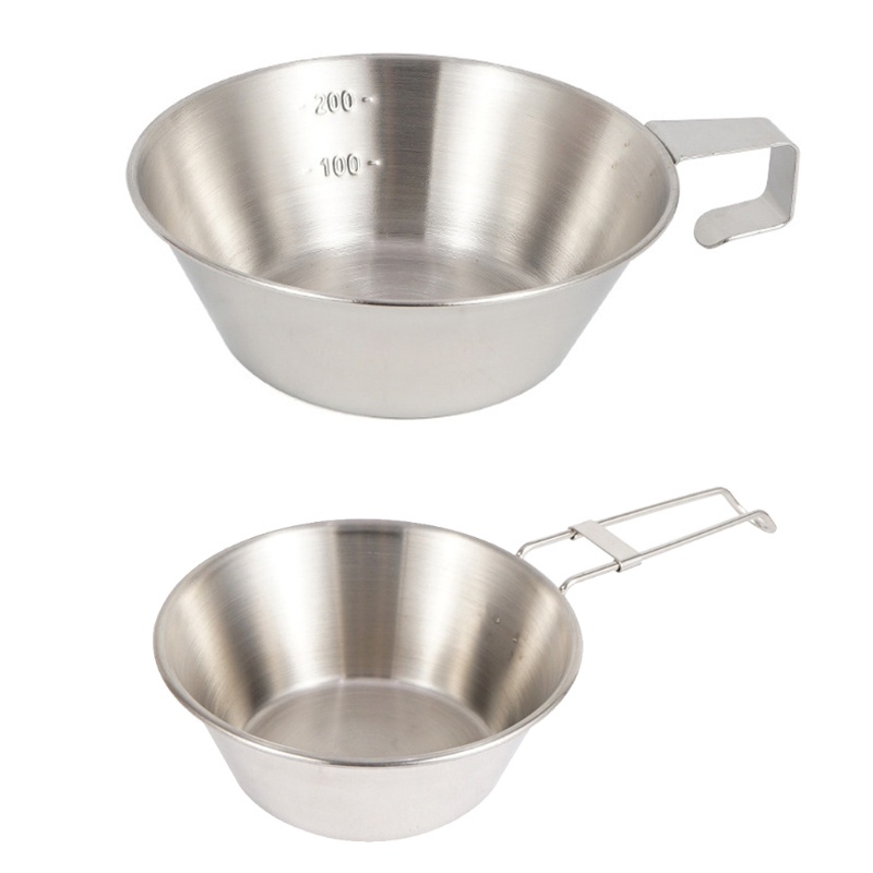 QQ Bát Ăn Bằng Thép Không Gỉ 300ml Có Tay Cầm Có Thể Gập Lại Tiện Dụng
