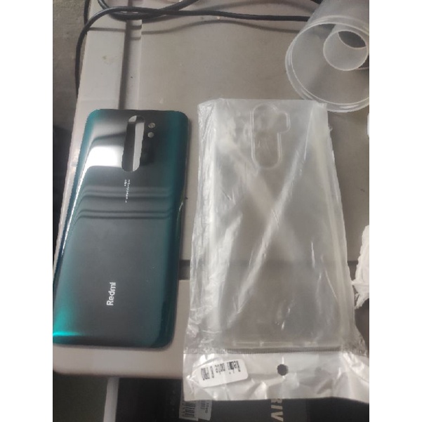 Nắp lưng kính Redmi note 8 pro Xanh Than tặng kèm 2 ốp trong silicon