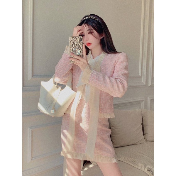 SET DẠ TWEED HỒNG BABY