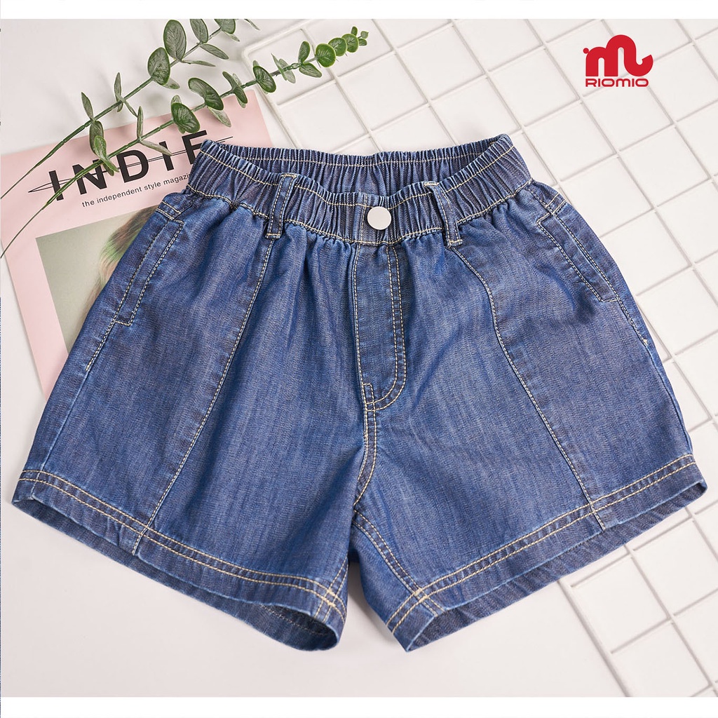 Quần short jean bé gái, sooc bò cho bé 3-11 tuổi (15-40kg) RIOMIO túi xẻ sườn 100% cotton USA - RO208