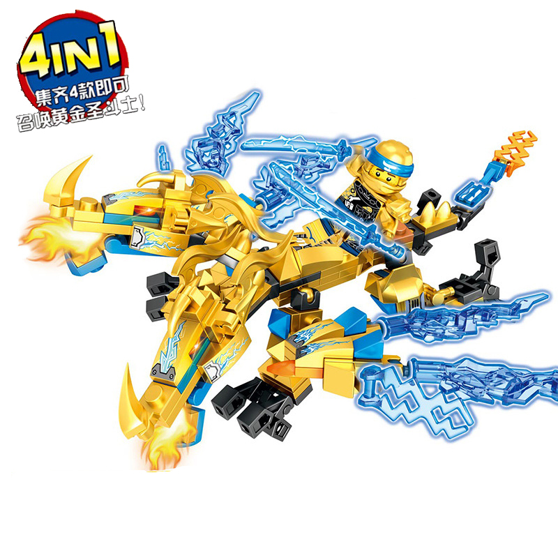 4in1 727pcs Lego Ninjago Set Vàng Saint Seiya Trẻ em Lắp ráp Khối xây dựng Quà tặng