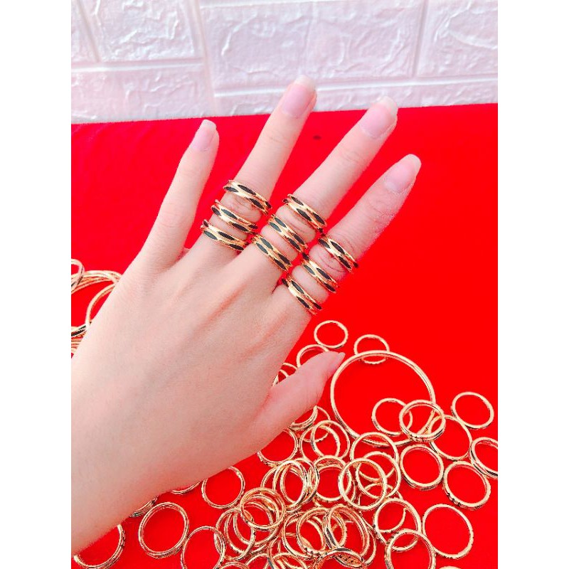 Nhẫn long voi 2 hàng vàng 6k