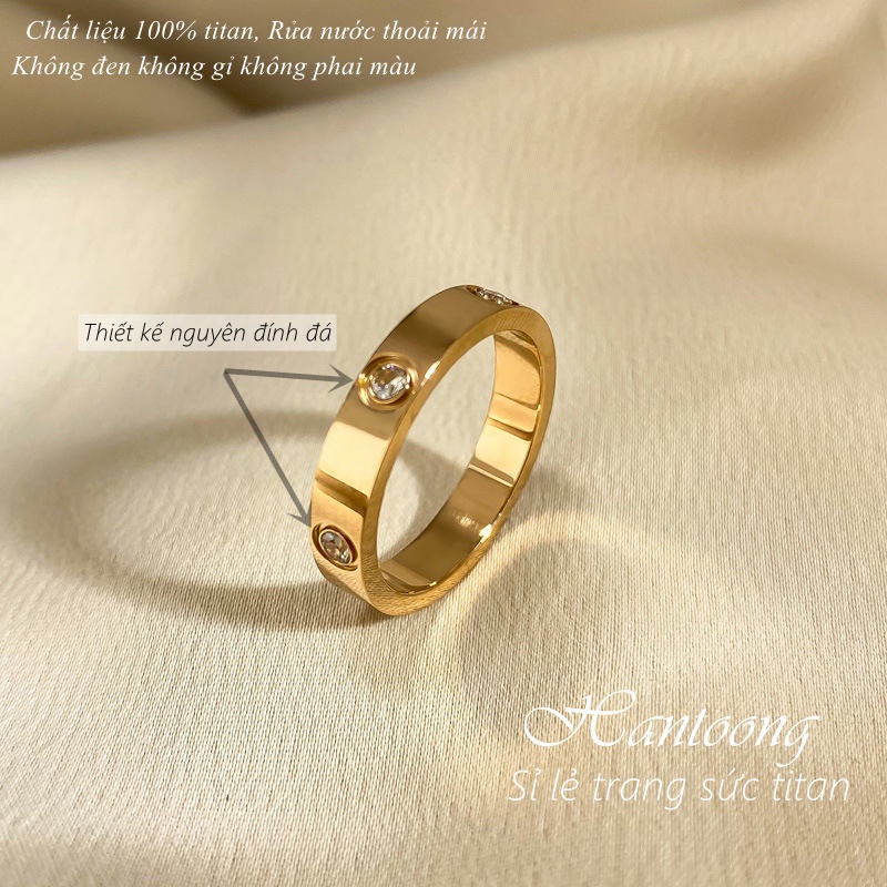Nhẫn titan nữ không gỉ mạ vàng 18k thiết kế phong cách ins hàn quốc thời trang