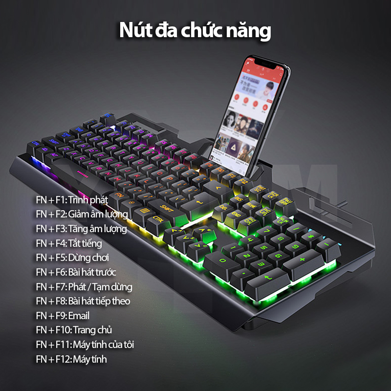 【Bàn phím cơ】 mới nhất Bàn phím có đèn nền RGB Hiệu ứng đèn nền cầu vồng Bàn phím thiết kế tiện dụng