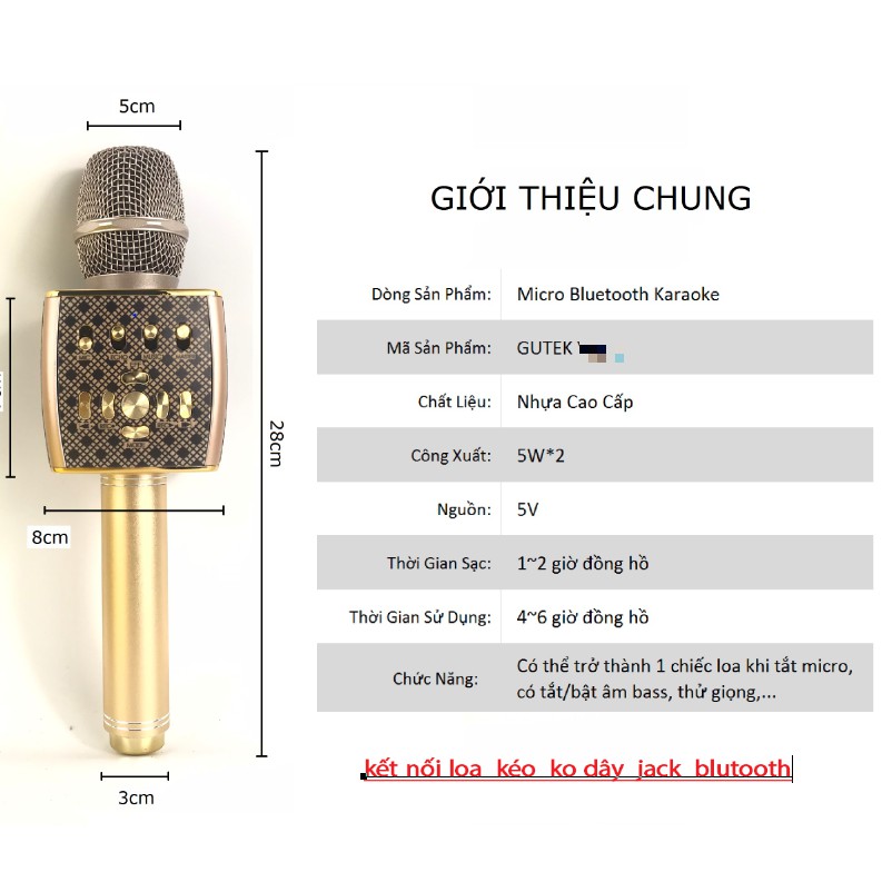 Micro Karaoke Bluetooth YS-92 93 (BH 3T) kết nối loa kéo ko dây 20w