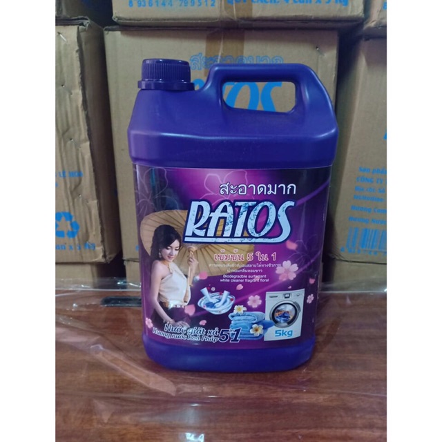 [MUA 1 TẶNG 1] NƯỚC GIẶT RATOS HƯƠNG NƯỚC HOA CAO CẤP CAN 5000ML [TẶNG KÈM CHAI NHỎ 100ML]