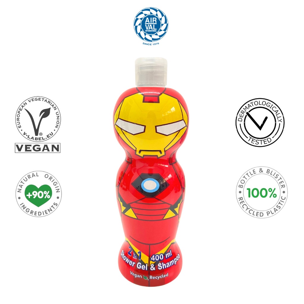 AIR-VAL - Sữa tắm gội cho bé trai 2 in1 Iron Man Shower Gel Shampoo 400ml 