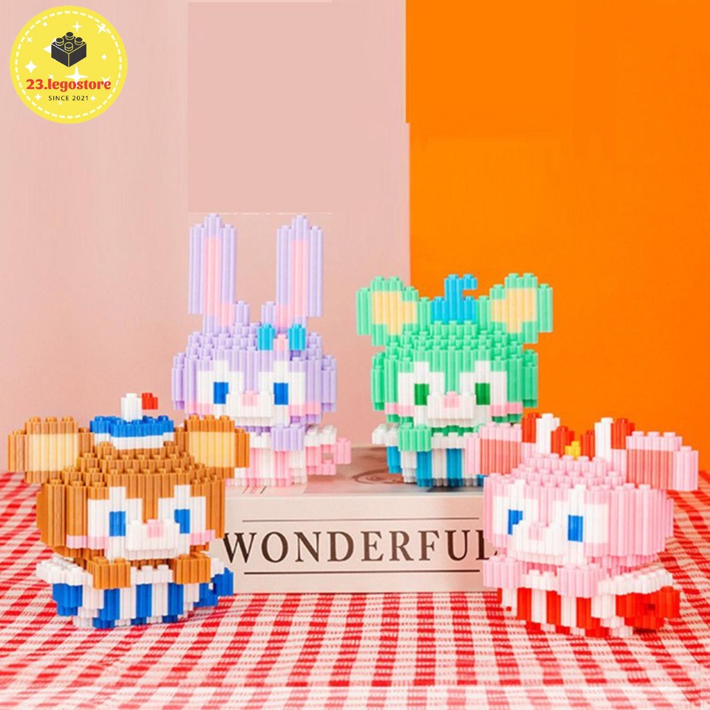 Bộ đồ chơi lắp ghép hình thú cưng thỏ gấu mini cực dễ thương , Đồ chơi lắp ráp động vật mini gấu và thỏ