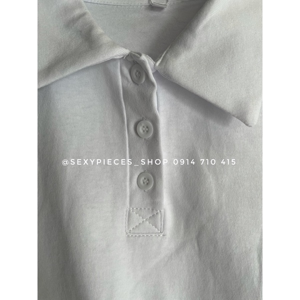 ✅Hàng sẵn/hình thật 100%-Áo croptop polo bo eo màu trắng | BigBuy360 - bigbuy360.vn