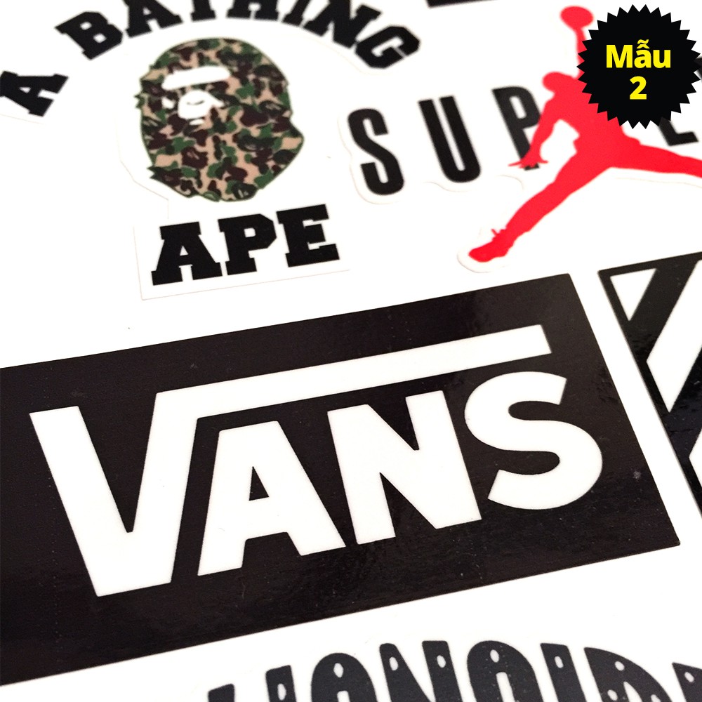 Combo Sticker Hình Dán Hoa Cúc, Hypebeast, Babe, Ape