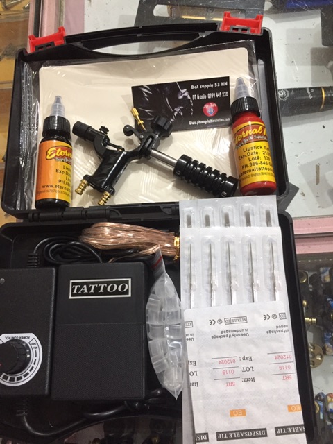 Combo 1 máy xăm rotary flydragon /bộ mầu đen