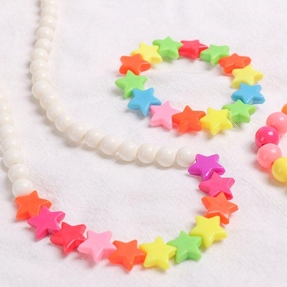 LAYOR1 1 Bộ Hạt Nhựa Hình Bướm / Bông Hoa / Ngôi Sao Làm Trang Sức Thủ Công DIY Cho Bé Gái