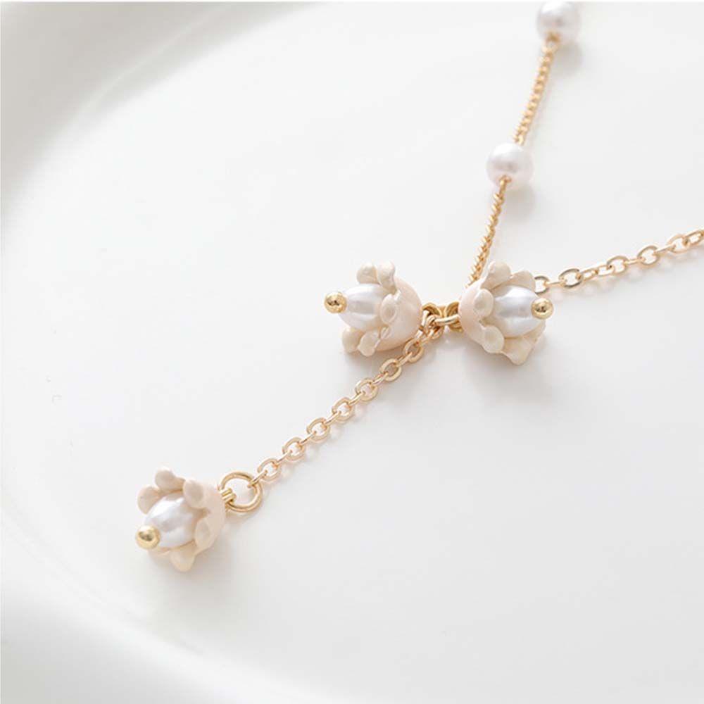 Vòng cổ Dáng Ngắn Gắn Mặt Hình Hoa Lan Đính Ngọc Trai Nhân Tạo Phong Cách Vintage Dành Cho Nữ