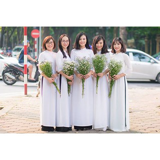 Thanh lý Áo dài trắng chifon đẹp cổ tròn