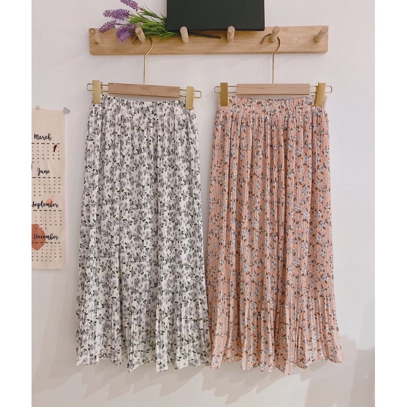 Chân váy hoa nhí vintage dập ly Ulzzang  CV6622 Hàng Quảng Châu