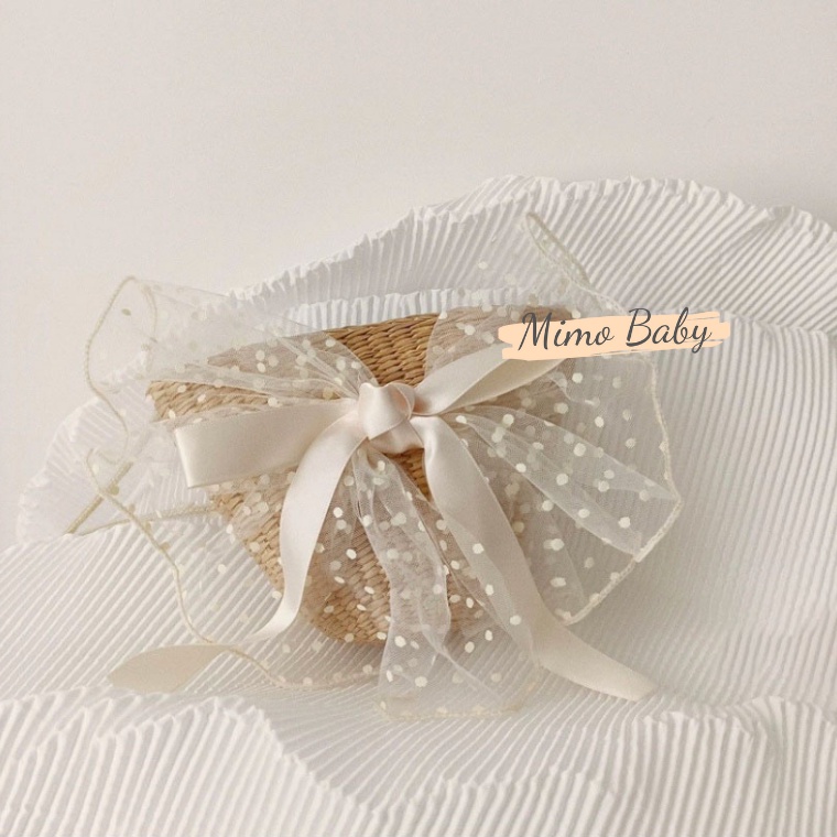Túi cói đeo chéo đính nơ voan bản to siêu xinh cho mẹ và bé TC07 Mimo Baby