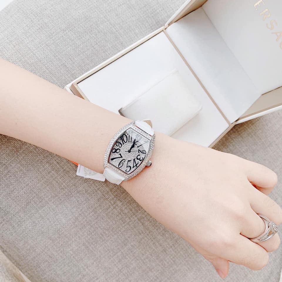 Đồng hồ nữ davena d31525a , dây da, vỏ thép nạm đá , size 36mm , fullbox