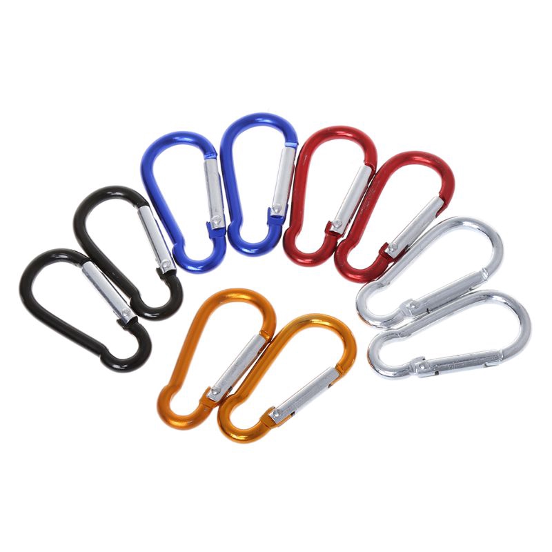 ★yong♣  10pcs Aluminum Alloy D Carabiner Spring Snap Clip Hooks Keychain Quickdraws