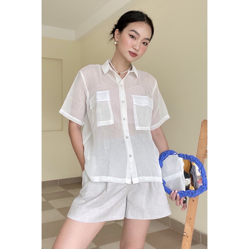 Áo kiểu sơmi tay ngắn hai túi POCKETS SHIRT