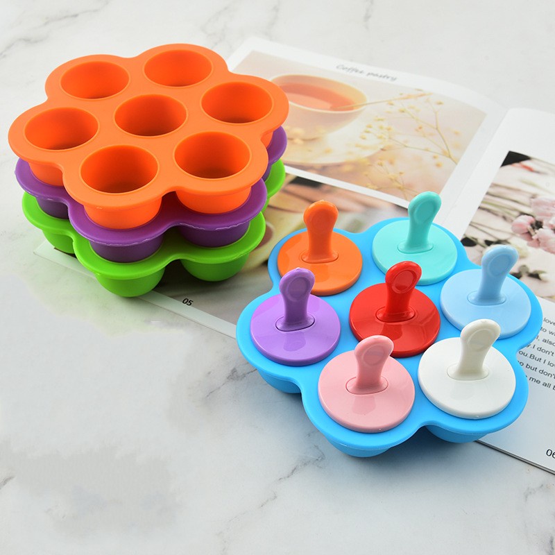 Khuôn Làm Kem 7 Ngăn Bằng Silicone DIY Nhiều Màu Sắc SJHY0228