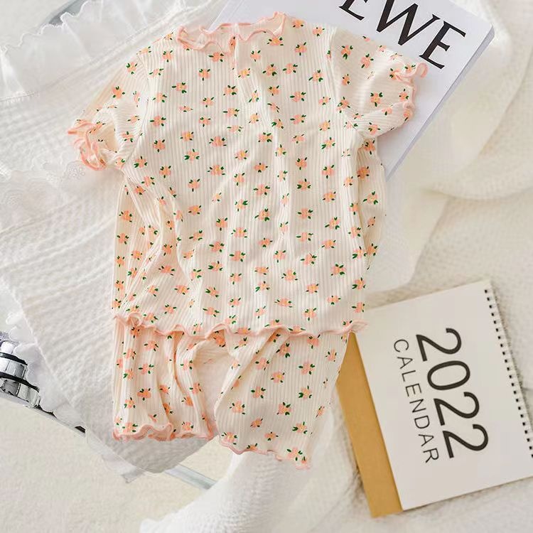 Bộ Đồ Ngủ Ngắn In Họa Tiết Dâu Tây / Gấu Dễ Thương Phong Cách Hàn Quốc Thời Trang Mùa Hè Cho Bé