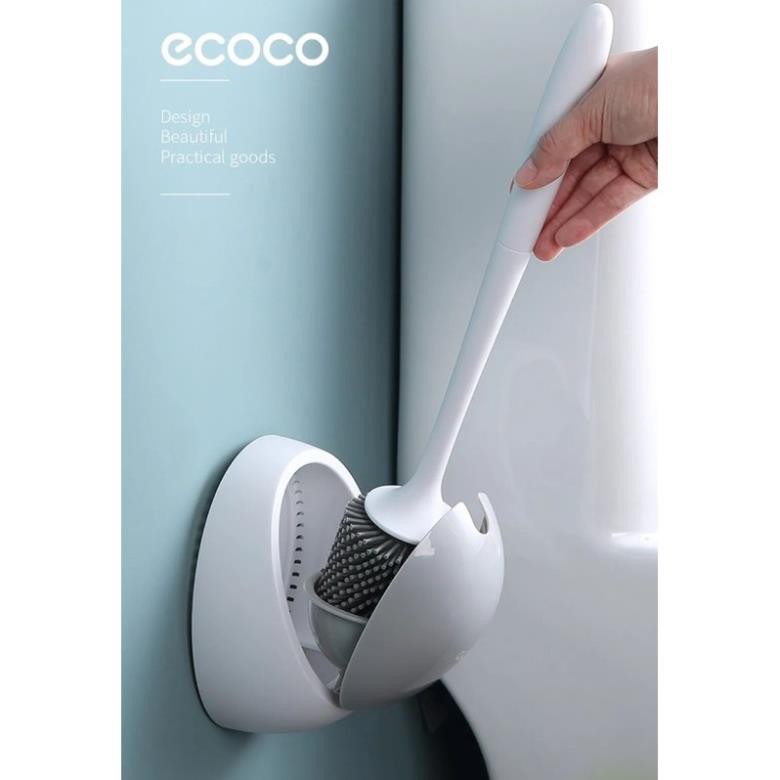 Cọ vệ sinh, cọ toilet silicon tròn Ecoco chống bắn nước mẫu mới 2023 QHMC