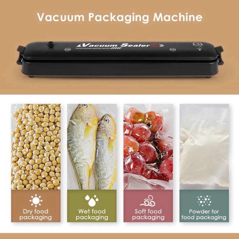 Máy hút chân không thực phẩm kiêm hàn miệng túi Vacuum Sealer ( tặng kèm 10 túi chuyên dụng) bachhoaonline