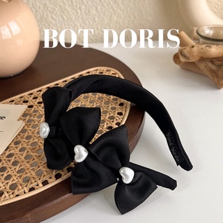 Cài tóc băng đô phối nơ đính charm hình trái tim dễ thương, phụ kiện tóc cho nữ
