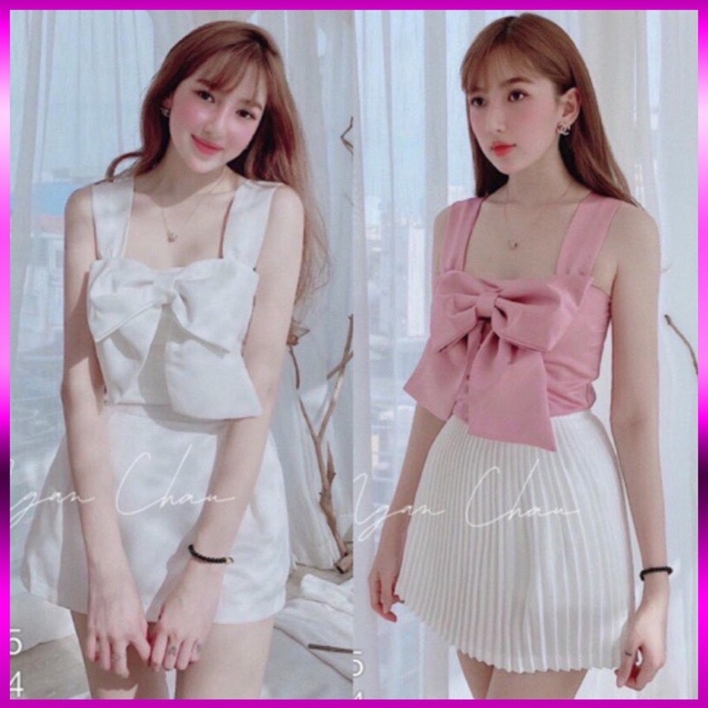 Áo kiểu nơ to sát nách màu trắng xinh yêu lắm nhé A44