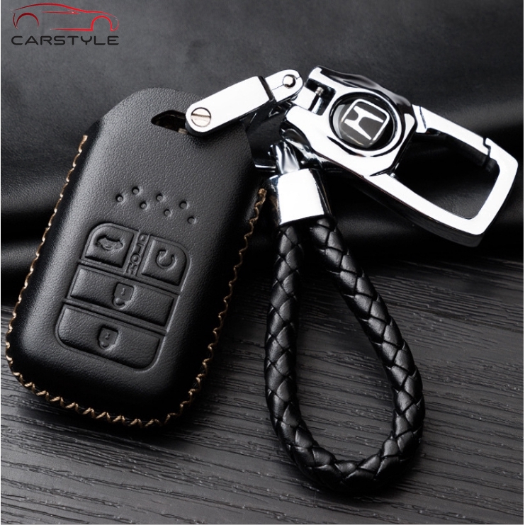 Honda bìa chính trường hợp chìa khóa da gói chìa khóa trường hợp nút thông minh phù Civic CRV City Brio Jazz HRV CITY key car CRV5 HRV Civic City HRV Jazz Accord CRV CRV BRV Leather Car Key Case Cover