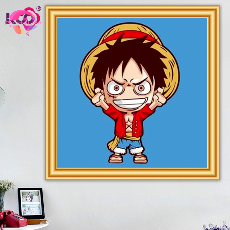 Bộ tranh đính đá 5D họa tiết hoạt hình One Piece Luffy dễ thương DIY 30x30CM/40x30CM